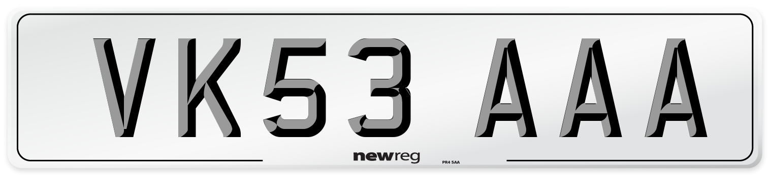 VK53 AAA Number Plate from New Reg